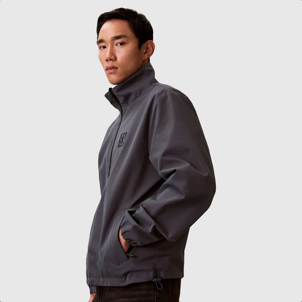 Nylon Aop Unfilled Reversible Jacket- Black