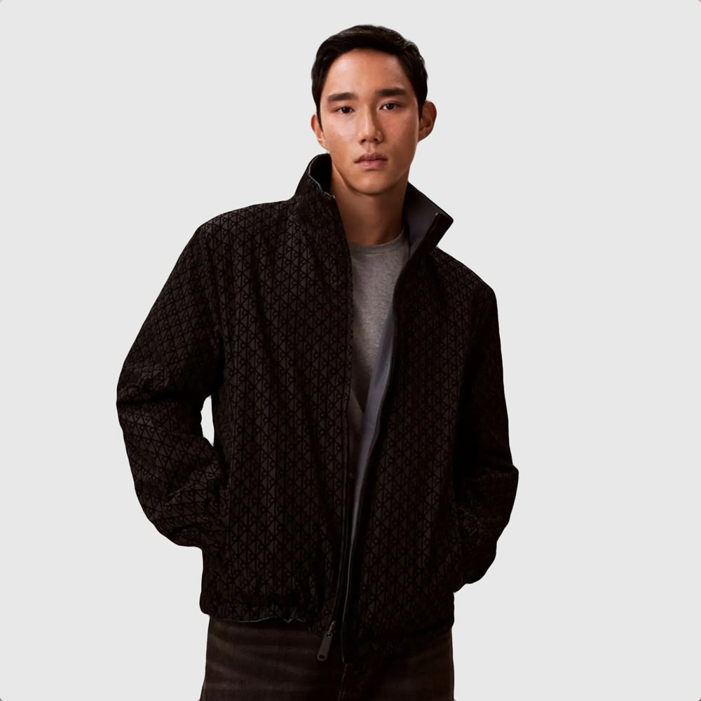 Calvin Klein Nylon Aop Unfilled Reversible Jacket- Black |ThirdBaseUrban