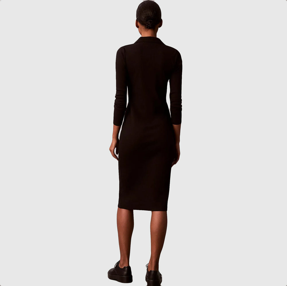 Woven Label Johnny Collar Dress - Black