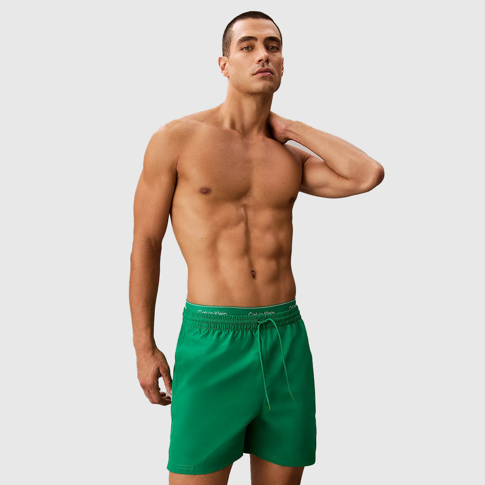 Medium Drawstring Swim Shorts -  Green