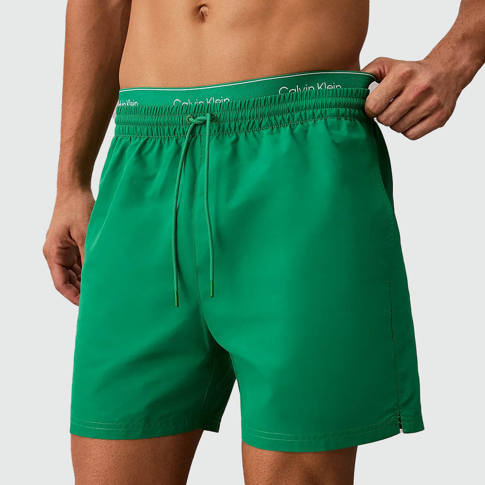 Medium Drawstring Swim Shorts -  Green