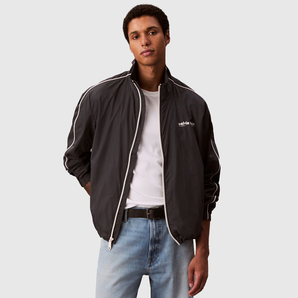 Calvin Klein Crinkle Collar Track Jacket - Black |ThirdBaseUrban