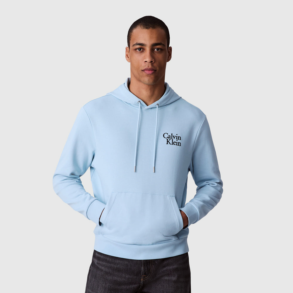 Calvin Klein Terry Calvin Script Hoodie - Light Blue |ThirdBaseUrban