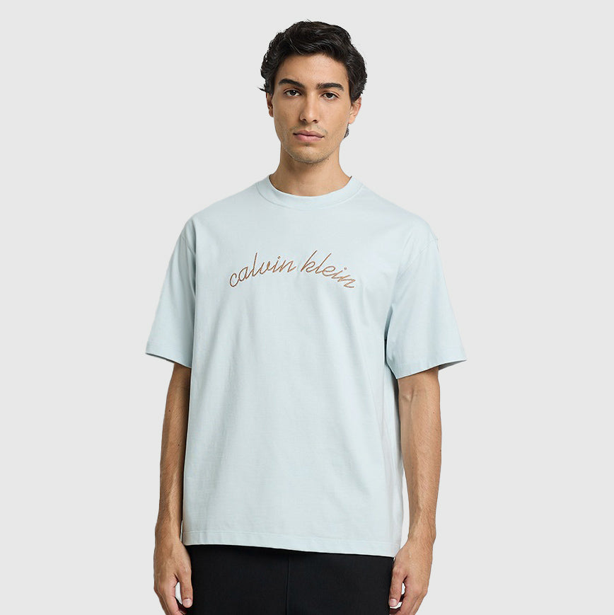 Calvin Klein Chain Stitch T-Shirt - Light Grey |ThirdBaseUrban