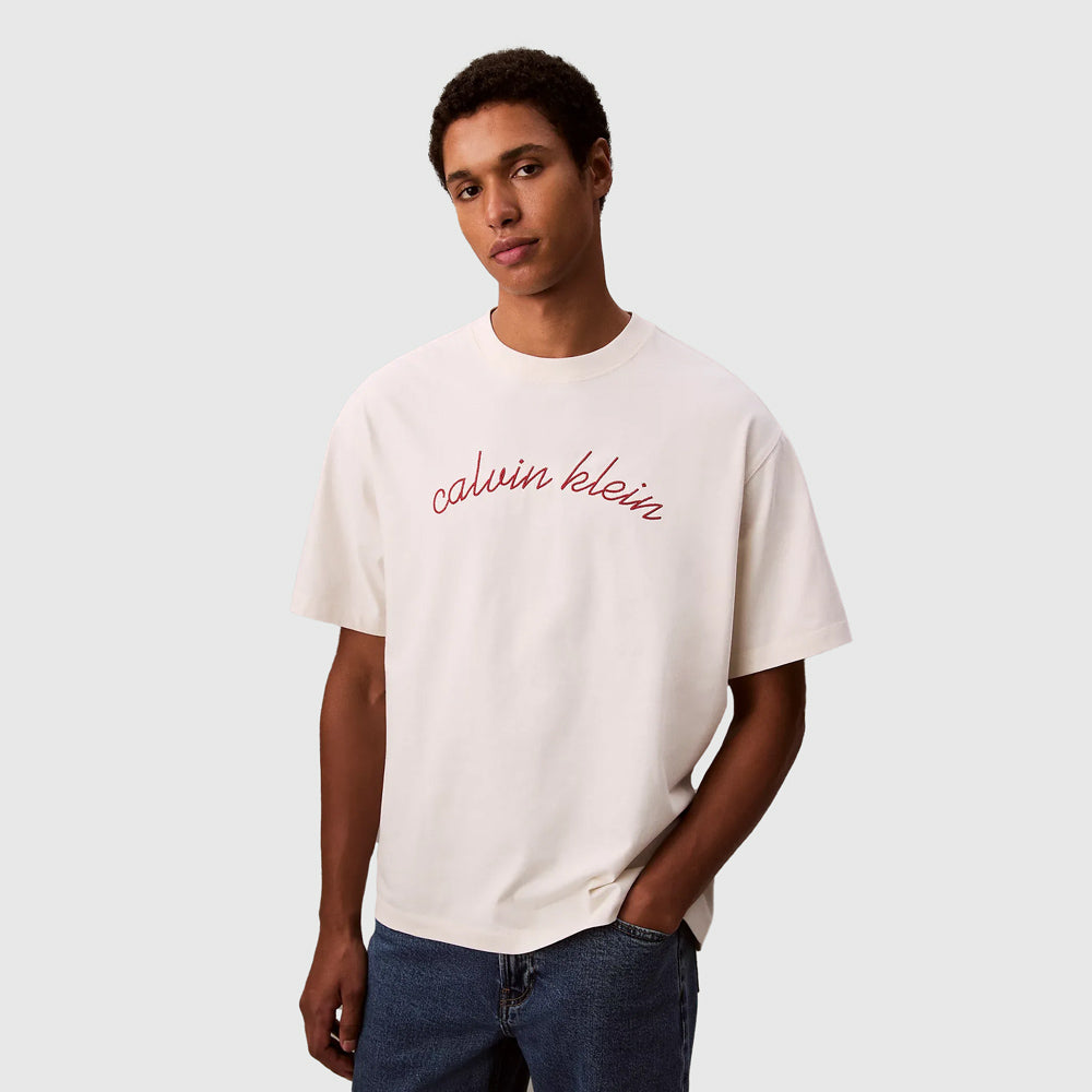 Calvin Klein Chain Stitch T-Shirt - Offwhite |ThirdBaseUrban