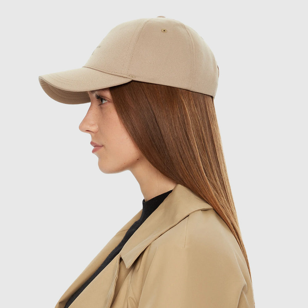 Mono Logo Print Cap - Beige