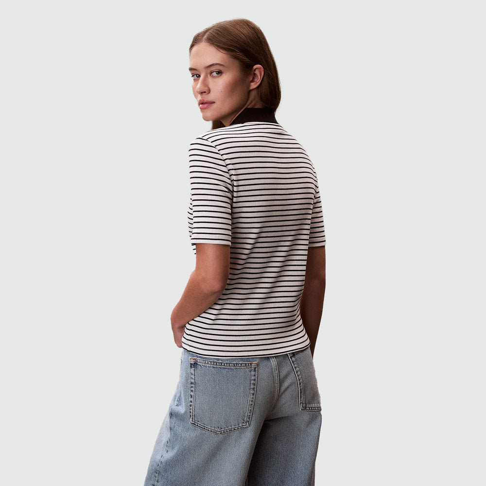 Slim Ribbed Stripe Polo Shirt - Stipe