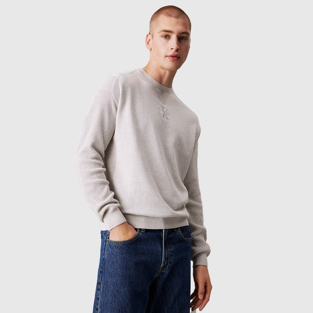 Calvin Klein Monologo Sweater - Grey Heather |ThirdBaseUrban