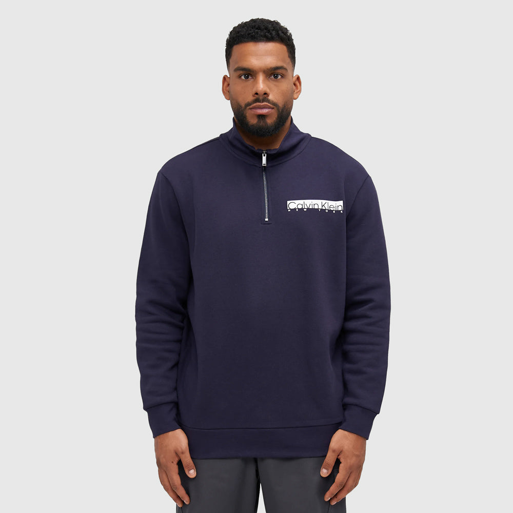 Calvin Klein Box Logo Q-Zip - Navy |ThirdBaseUrban