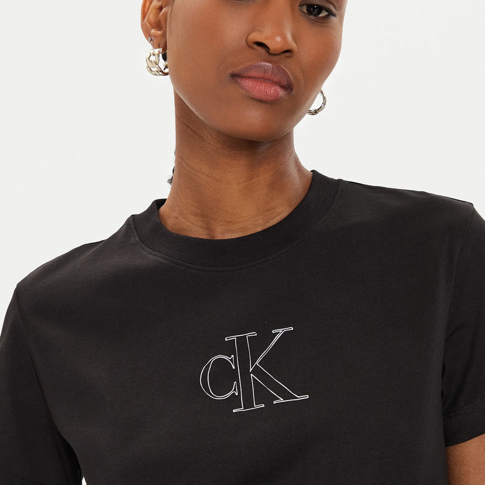 Outlined Ck  T-Shirt - Black