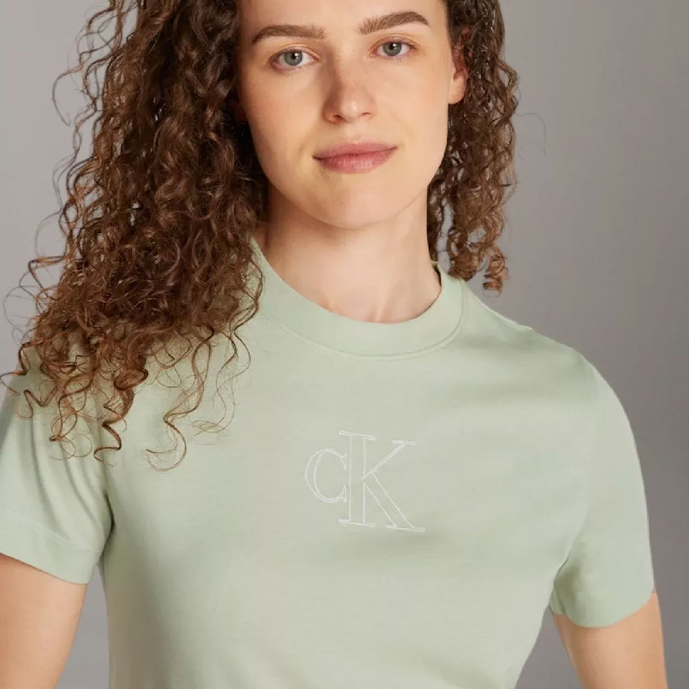 Outlined Ck Regular T-Shirt - Light Green