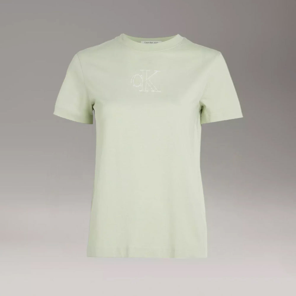 Outlined Ck Regular T-Shirt - Light Green