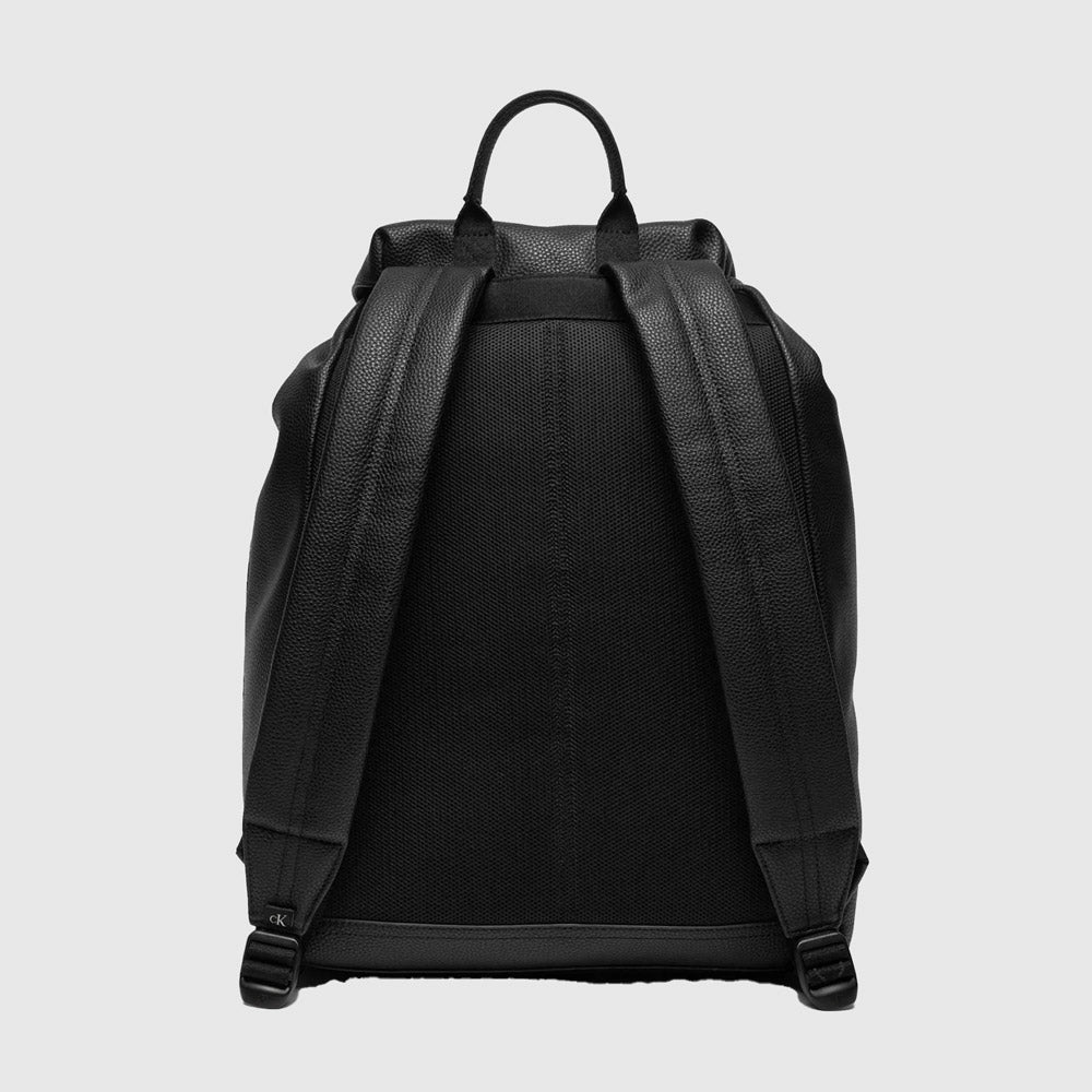 Over Webbing Flap Backpack - Black