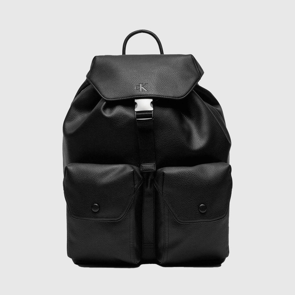 Calvin Klein Over Webbing Flap Backpack - Black |ThirdBaseUrban