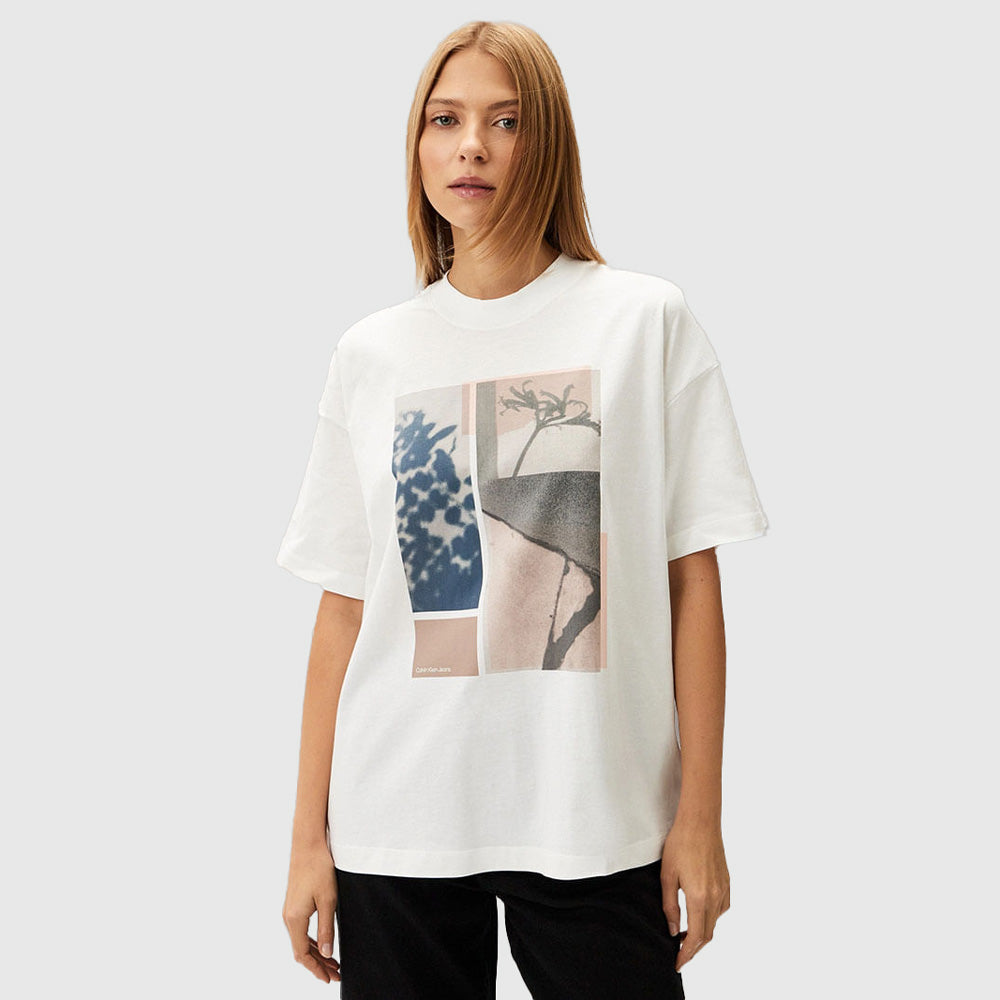 Calvin Klein Floral Collage Print T-Shirt - White |ThirdBaseUrban