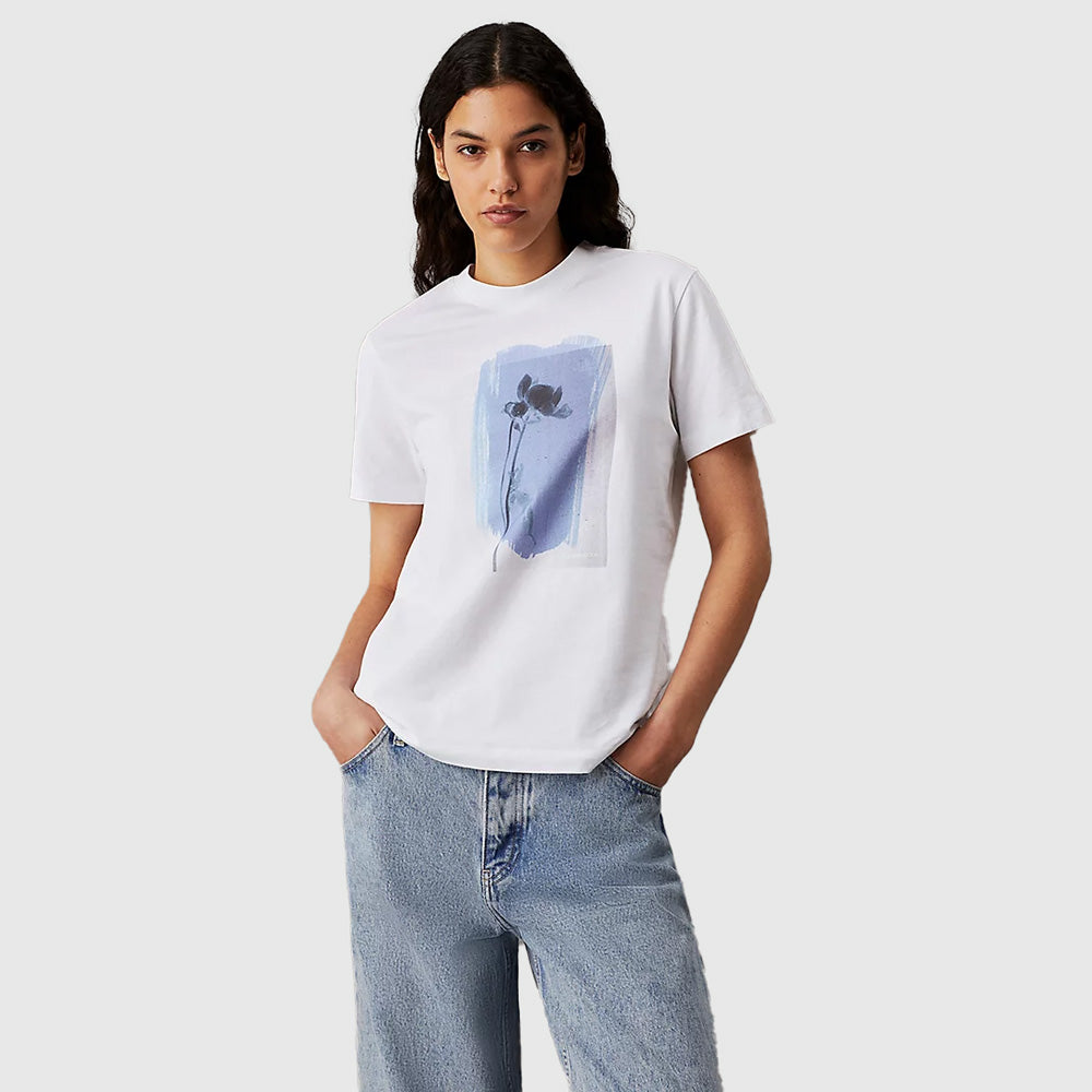 Calvin Klein Painted Floral Regular T-Shirt - White |ThirdBaseUrban