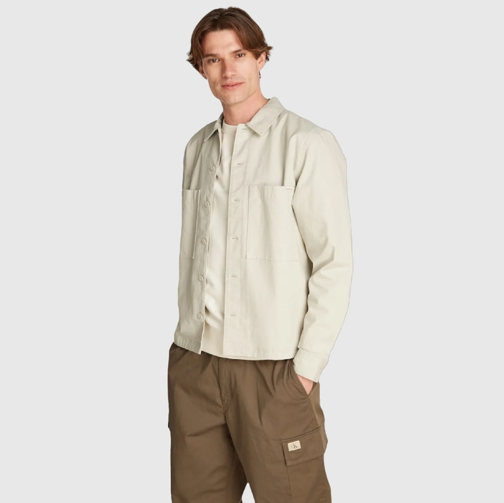 Calvin Klein Relaxed Utility Overshirt - Beige |ThirdBaseUrban