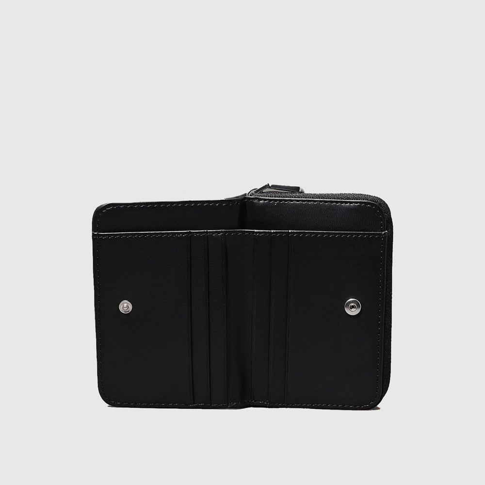 Rib  Zip Wallet - Black