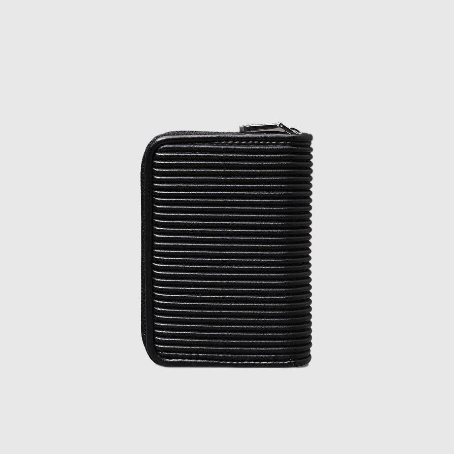 Rib  Zip Wallet - Black