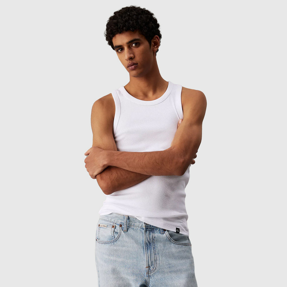 Calvin Klein Rib Tank - White |ThirdBaseUrban