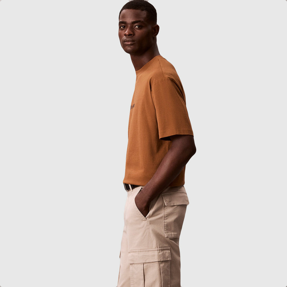 a/tan Calvin Klein Standard Logo T-Shirt - Bronze |ThirdBaseUrban