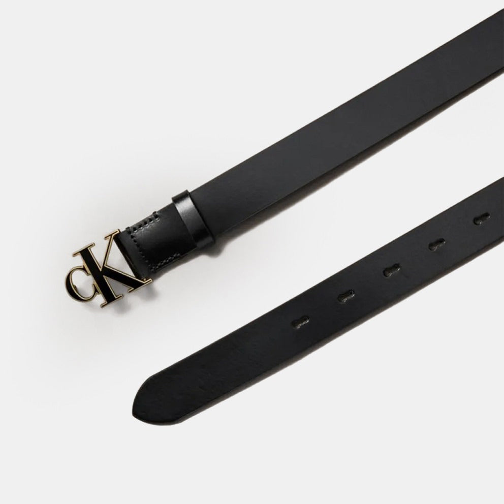 Full-Grain Leather Logo Buckle Belt - Black