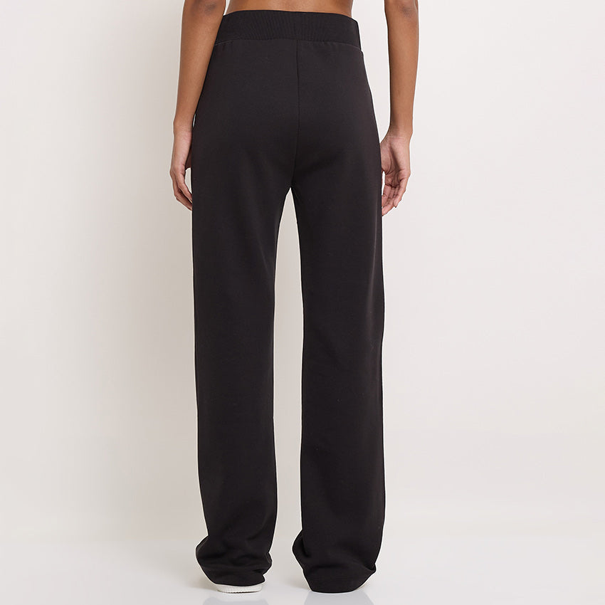 Satin Applique Jogger - Black