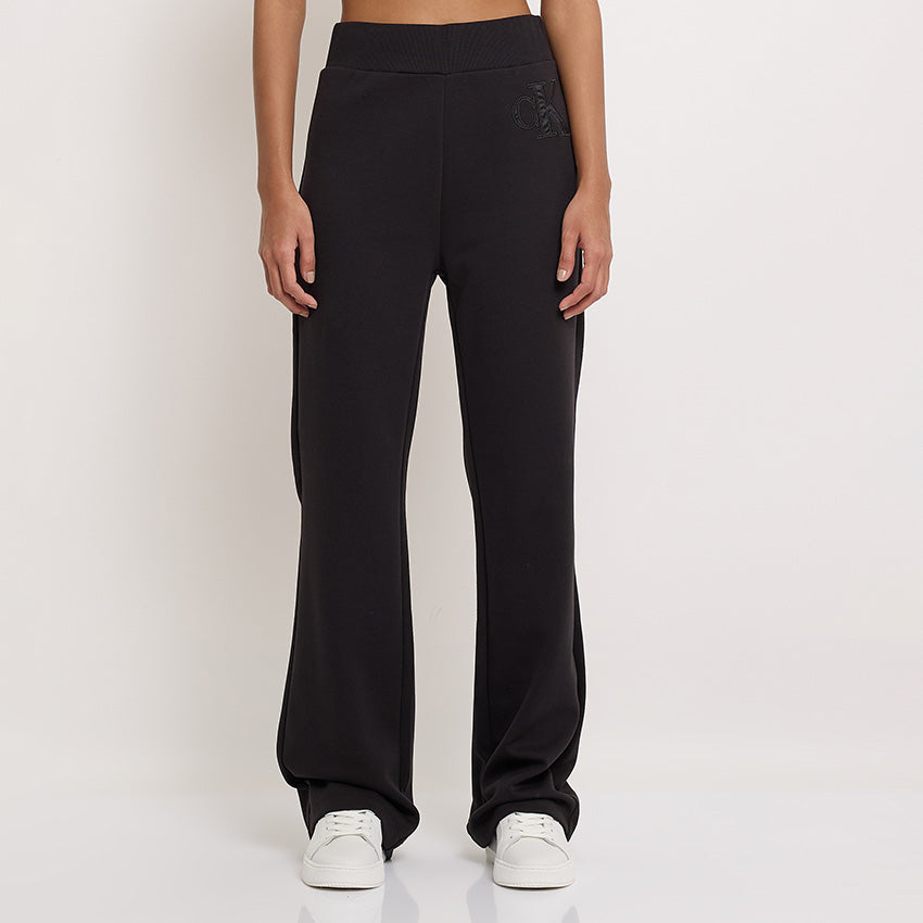 Satin Applique Jogger - Black