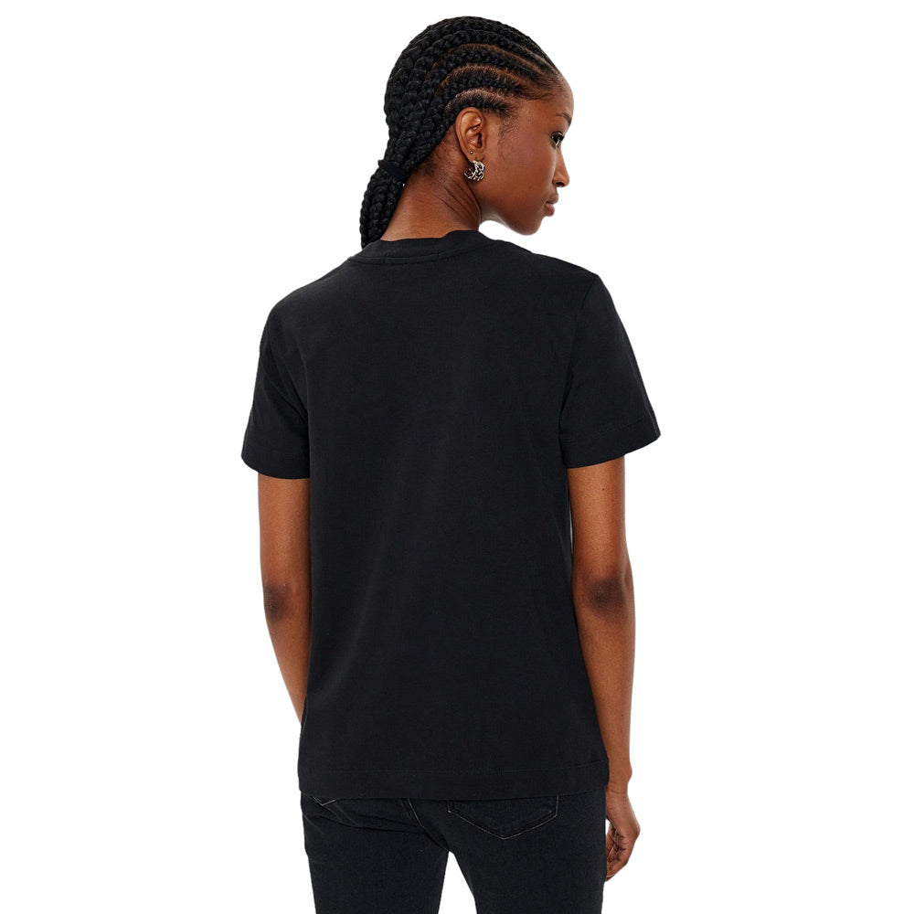Satin Applique T-Shirt - Black