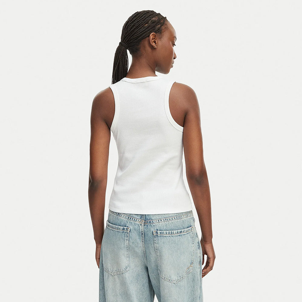 Rib Logo Crew Tank Top - White