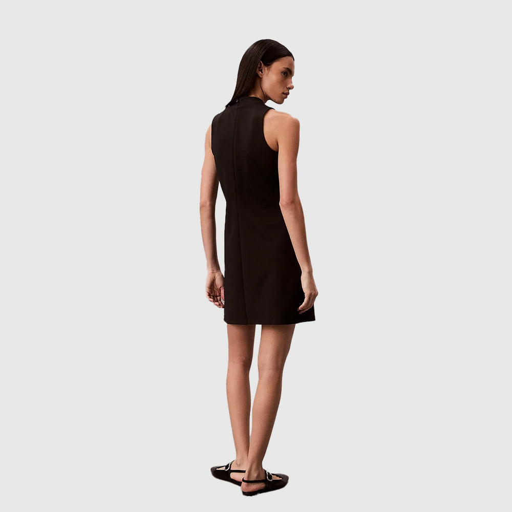 Slim Mock Neck Mini Dress - Black