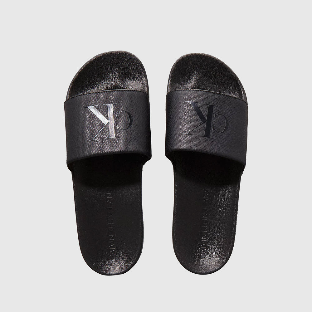 Calvin Klein Aop Print Slide - Black |ThirdBaseUrban