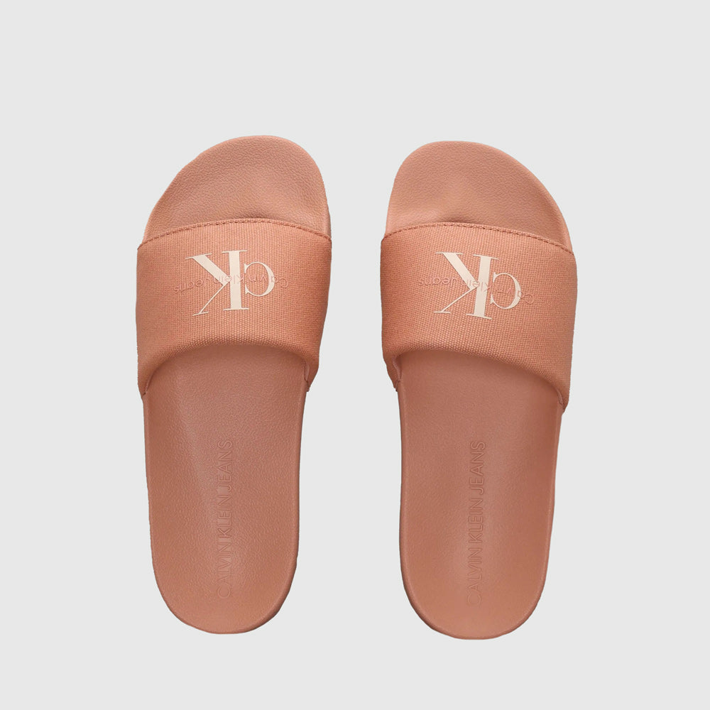 Calvin Klein Monogram Slide - Coral  |ThirdBaseUrban