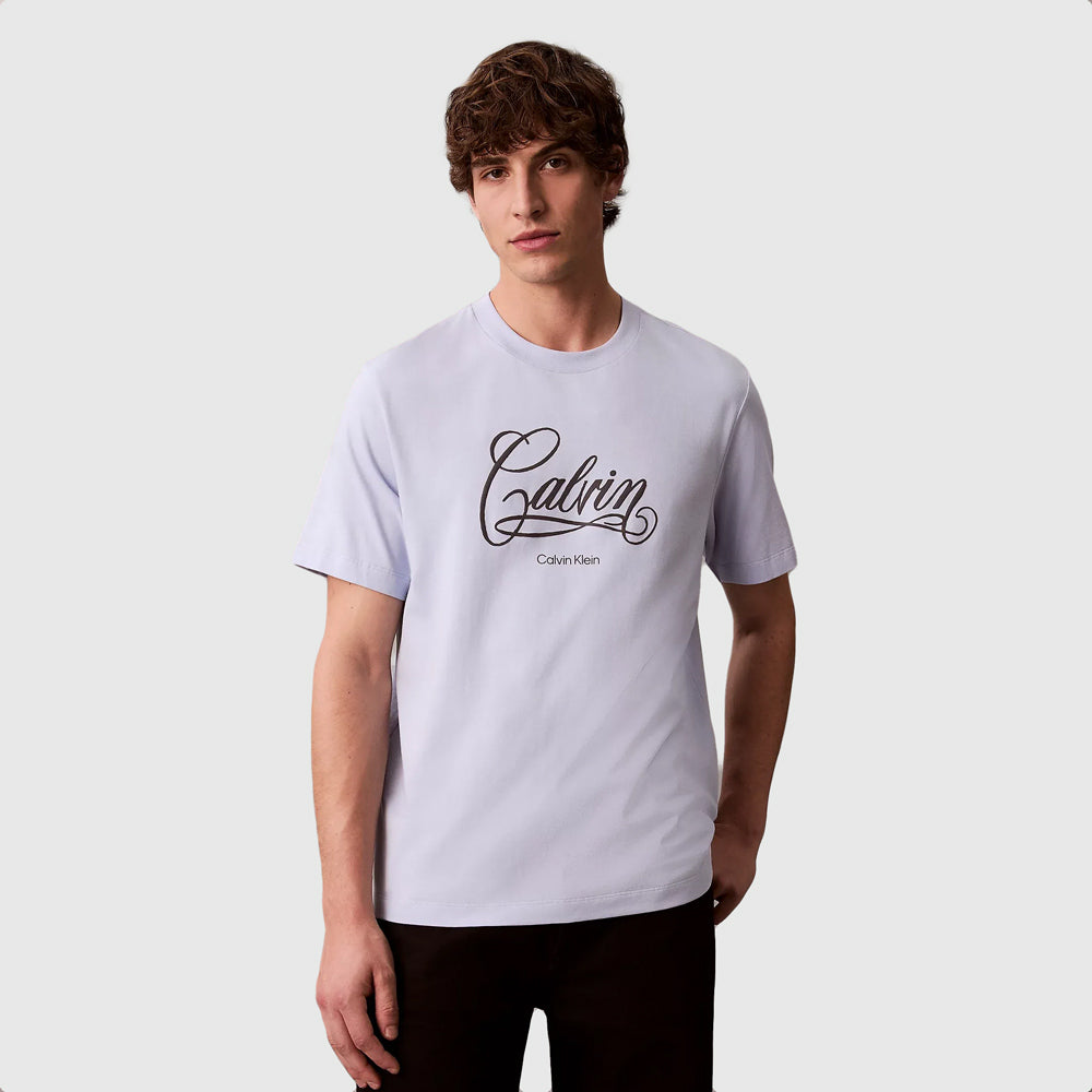Calvin Klein Script Graphic T-Shirt - Light Blue |ThirdBaseUrban
