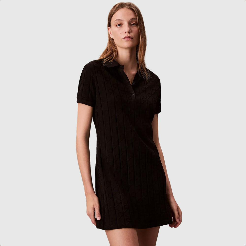 Calvin Klein Jacquard Mini Dress - Black |ThirdBaseUrban