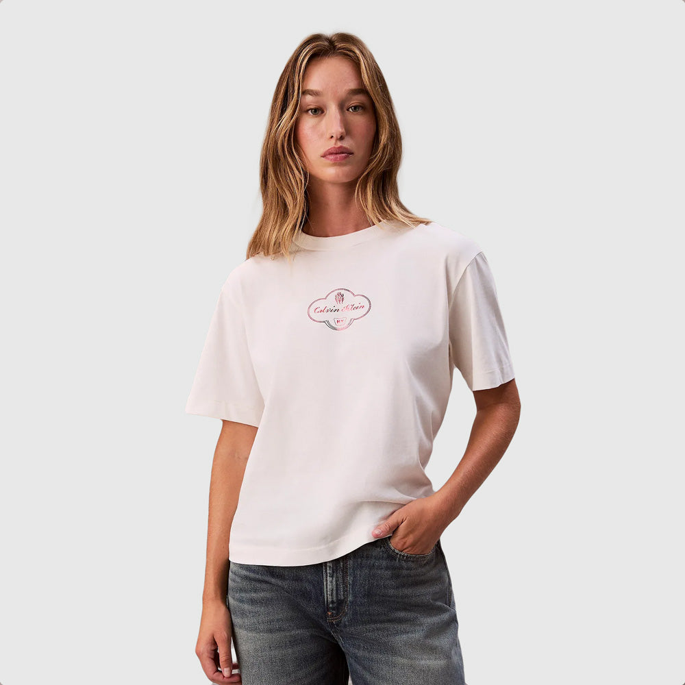 ちょこちゃちゃ Calvin Klein Boxy Coctail Logo T-Shirt - White |ThirdBaseUrban