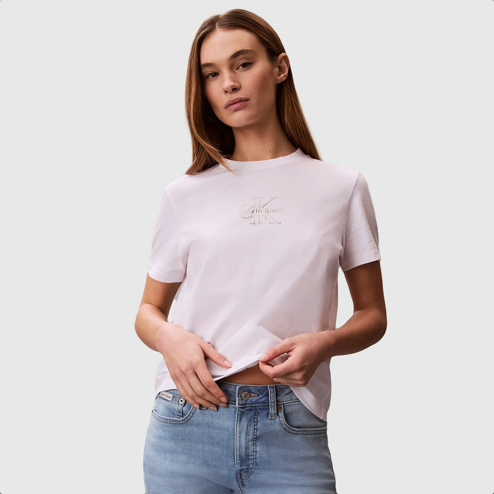Calvin Klein Classic Foil Monologo T-Shirt - White |ThirdBaseUrban