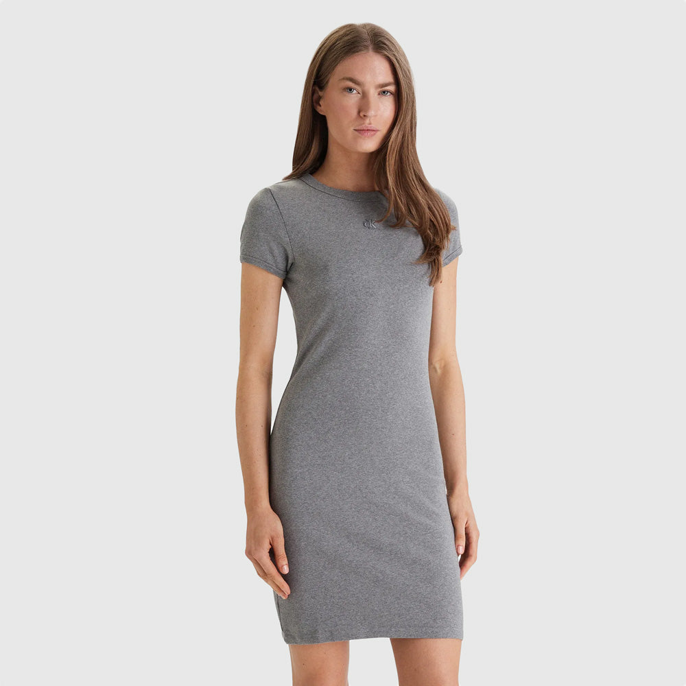 Calvin Klein Contour Rib Mini Dress - Grey Heather |ThirdBaseUrban