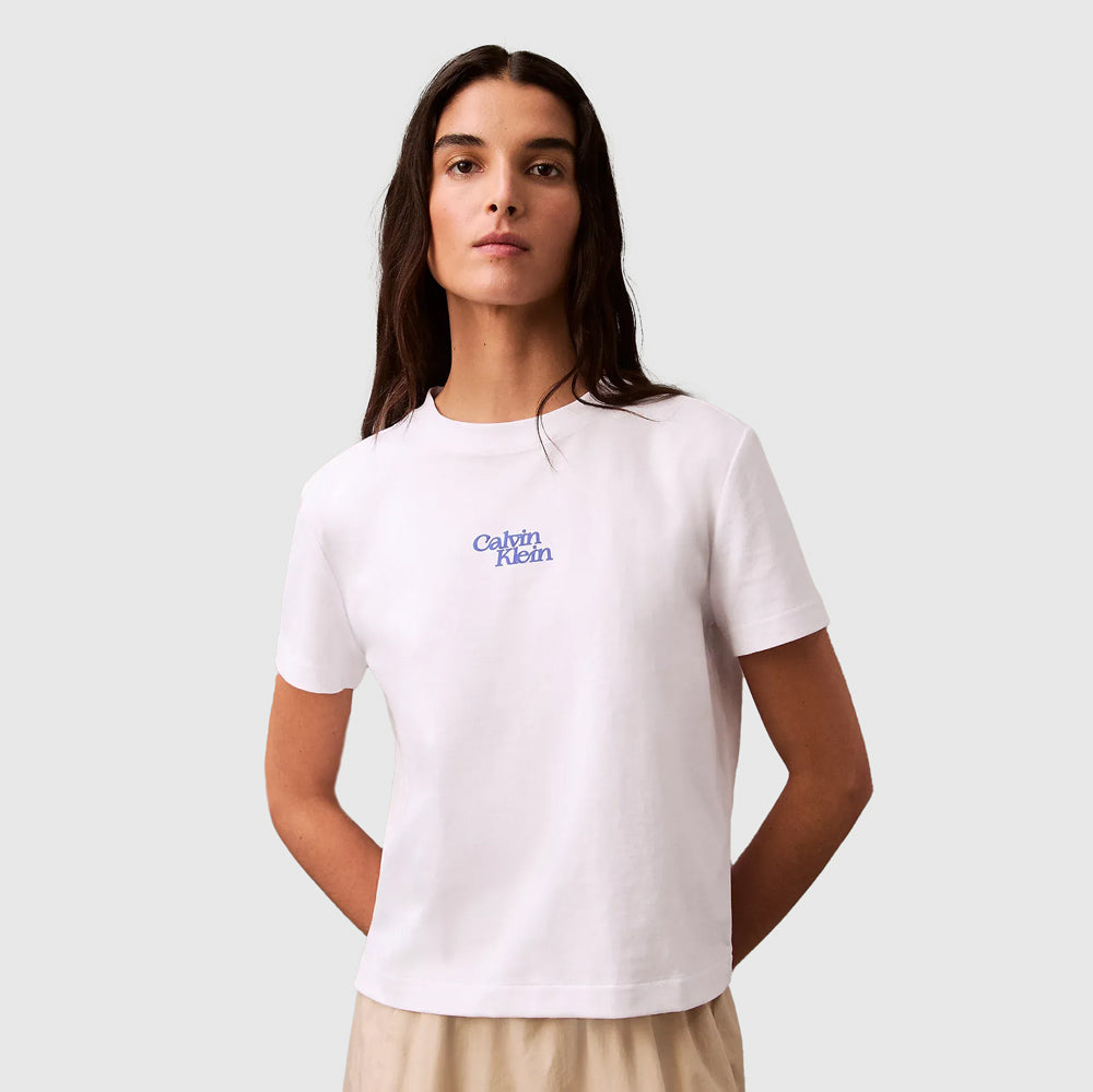 Calvin Klein Flocked Logo T-Shirt - White |ThirdBaseUrban