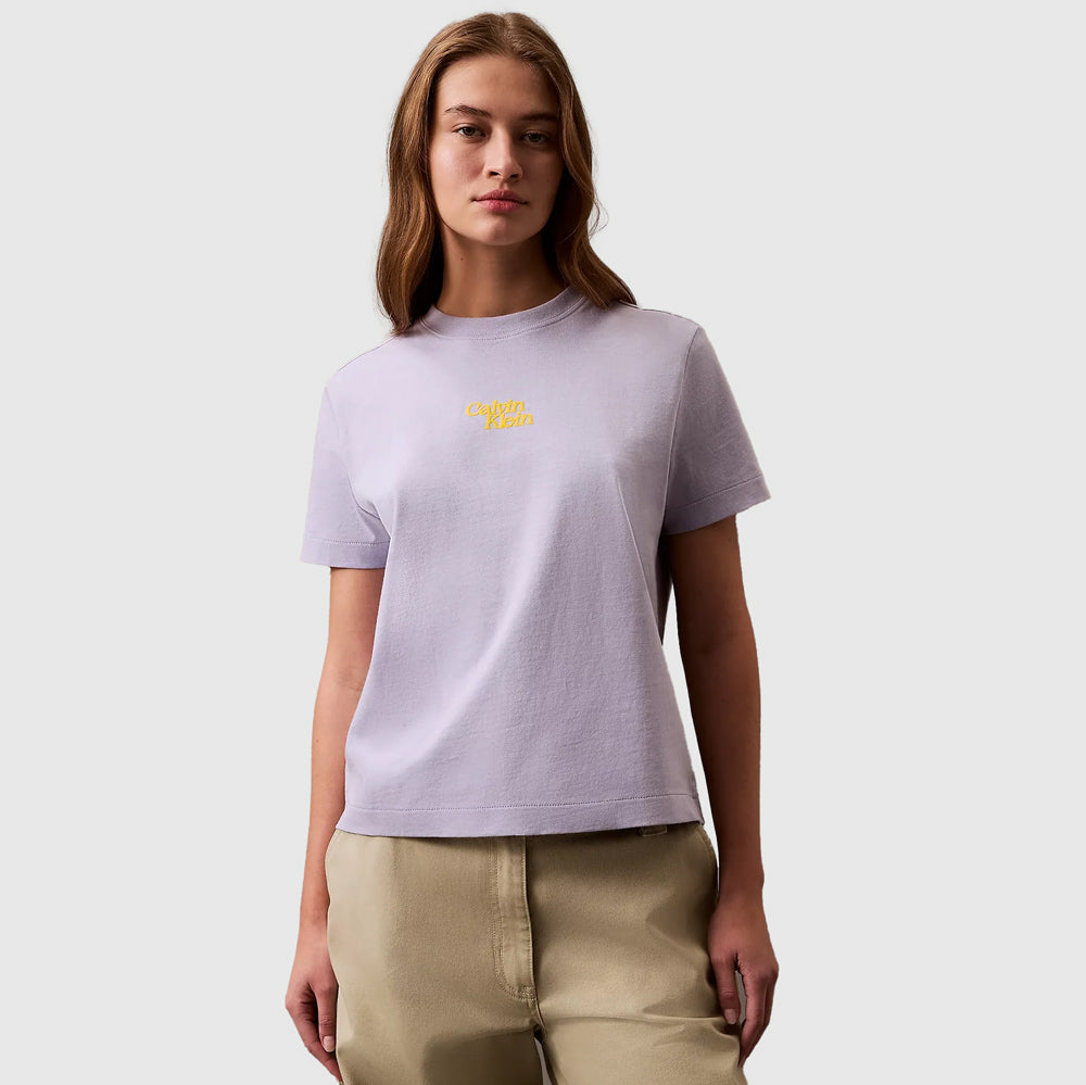 Calvin Klein Flocked Logo T-Shirt - Lavender |ThirdBaseUrban