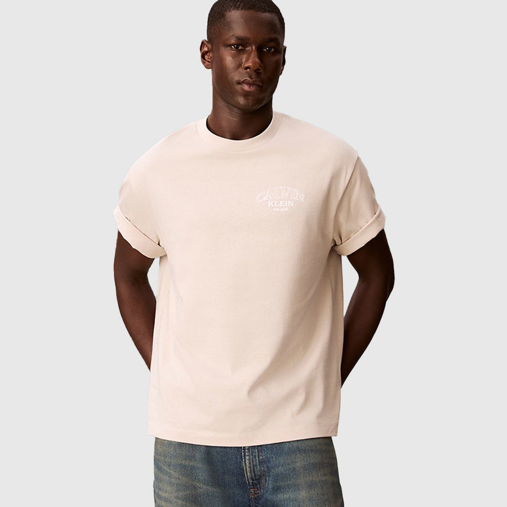 Relaxed Embossed Monologo T-Shirt - Beige