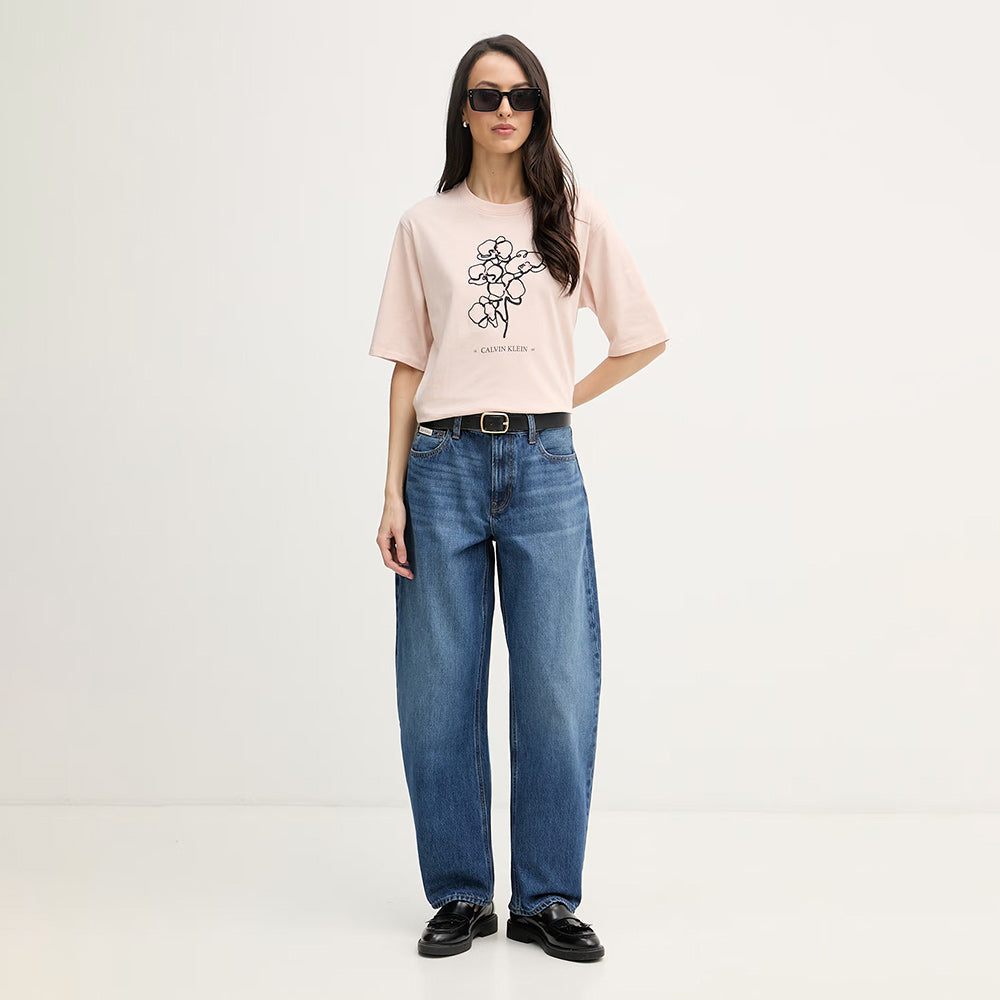 Seasonal Graphic Oversized T-Shirt Floral - Beige