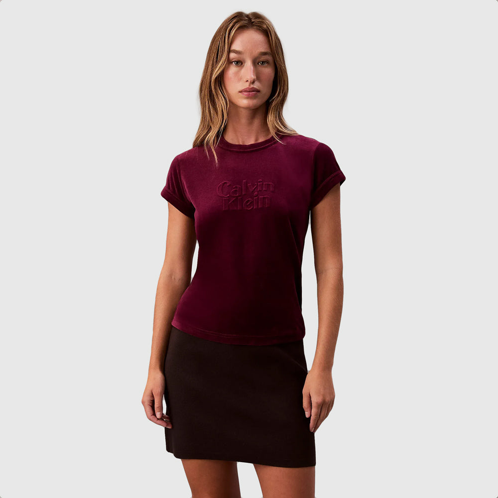 Calvin Klein Velour T-Shirt - Berry |ThirdBaseUrban