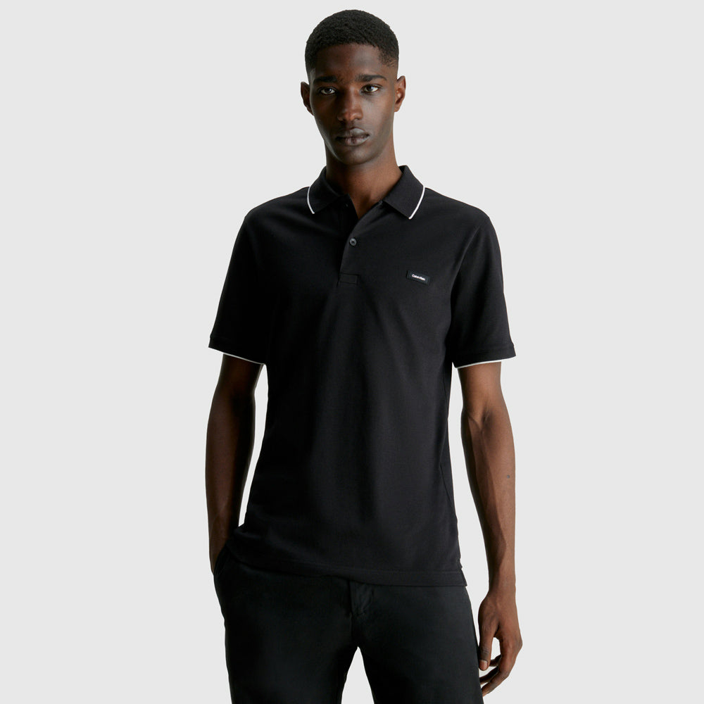 Calvin Klein Stretch Pique Golfer - Black |ThirdBaseUrban