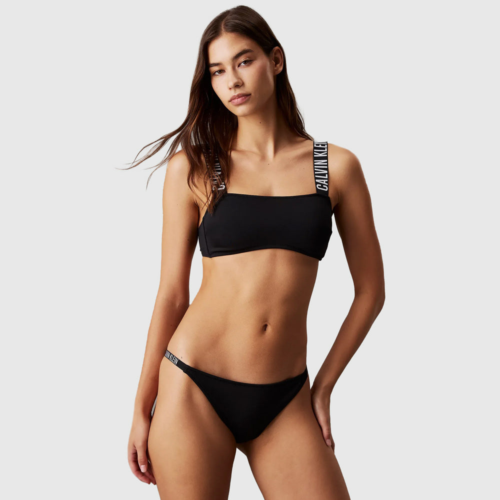 Calvin Klein Swim Cheeky String Bikini Bottom - Black |ThirdBaseUrban