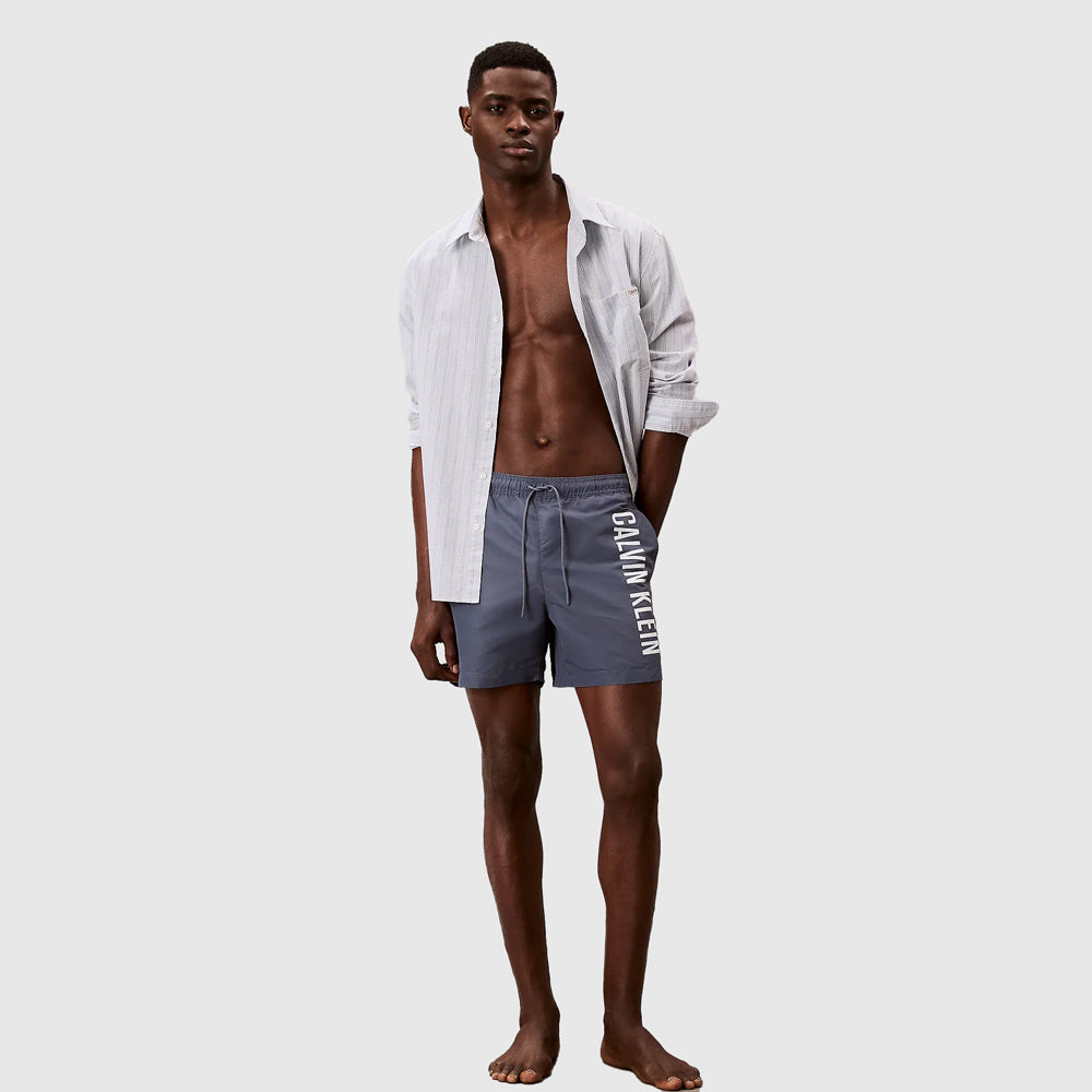 Drawstring Swim Shorts - Blue Grey