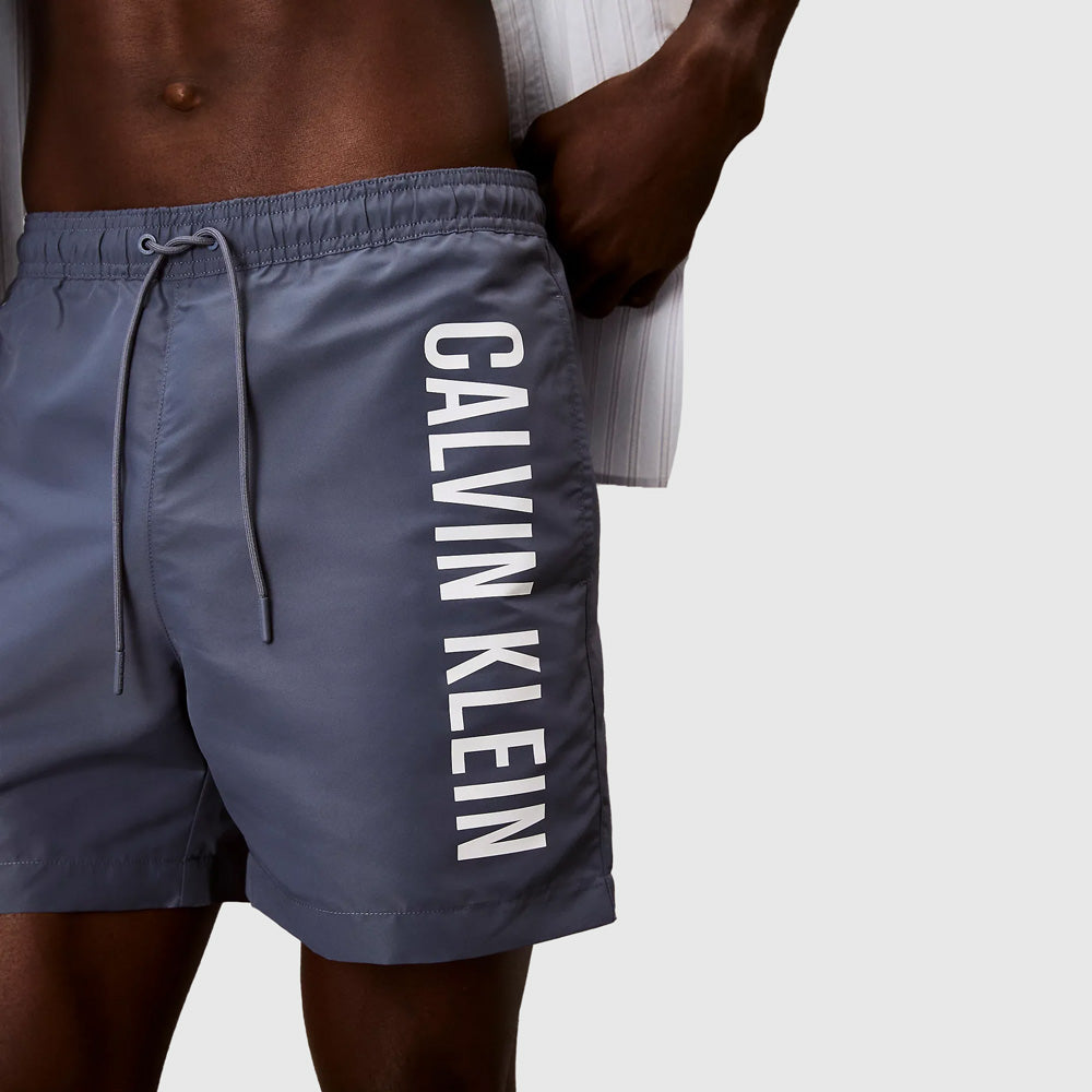 Drawstring Swim Shorts - Blue Grey