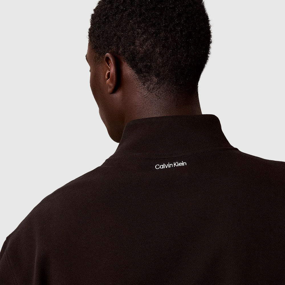 Cotton Terry Quarter Zip Sweatshirt - Black