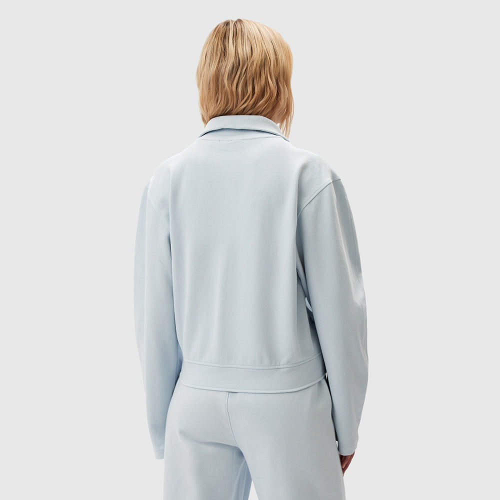 Textured Zip-Through Hoodie - Light Blue