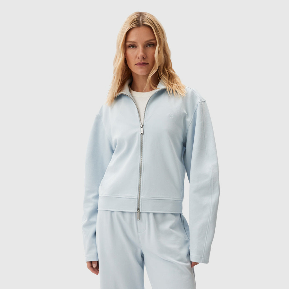 Calvin Klein Textured Zip-Through Hoodie - Light Blue |ThirdBaseUrban